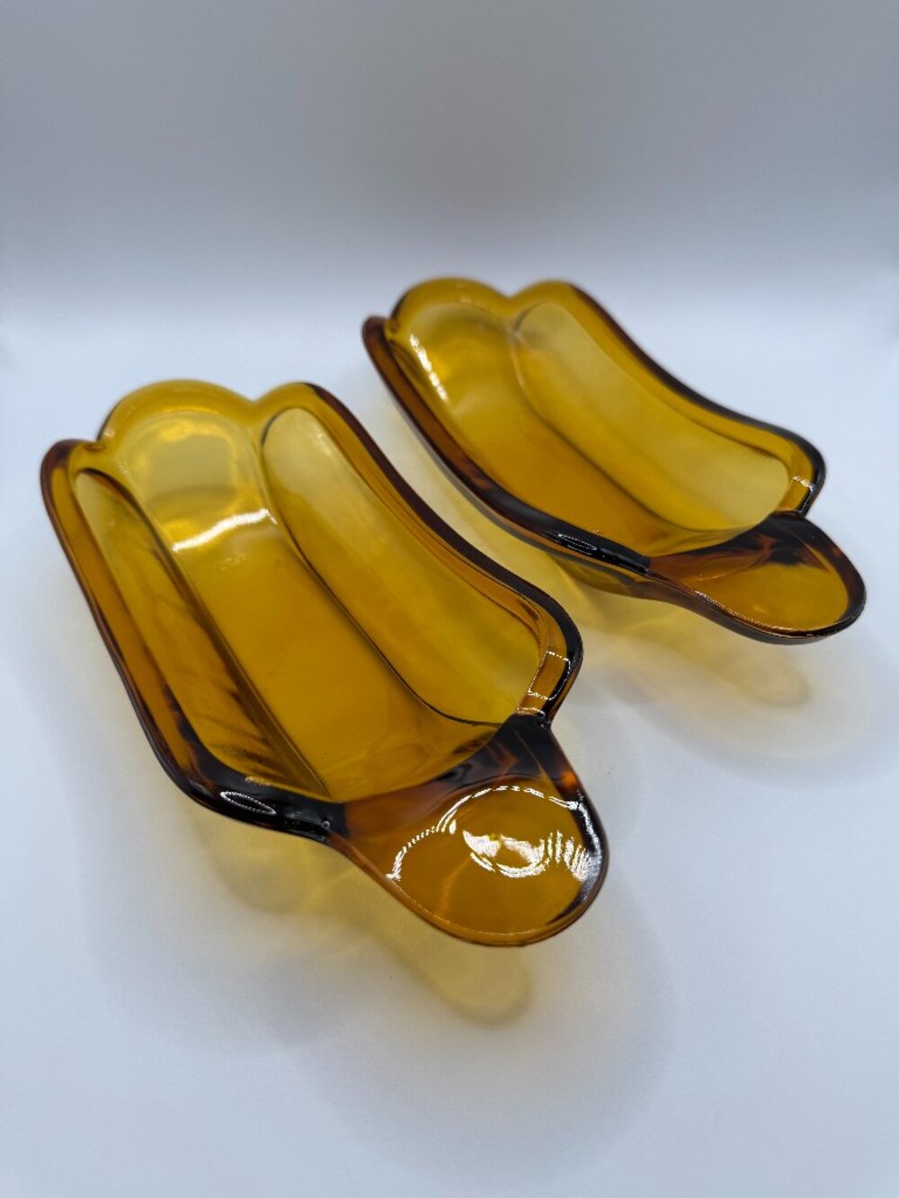 VTG Amber Glass Banana Split Boats by Indiana Glass Set/2